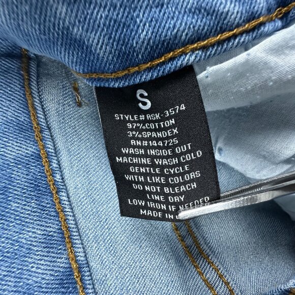 American Bazi Mini Skirt Cargo Denim Distressed Stretch Womens Size Small Blue - Picture 5 of 10